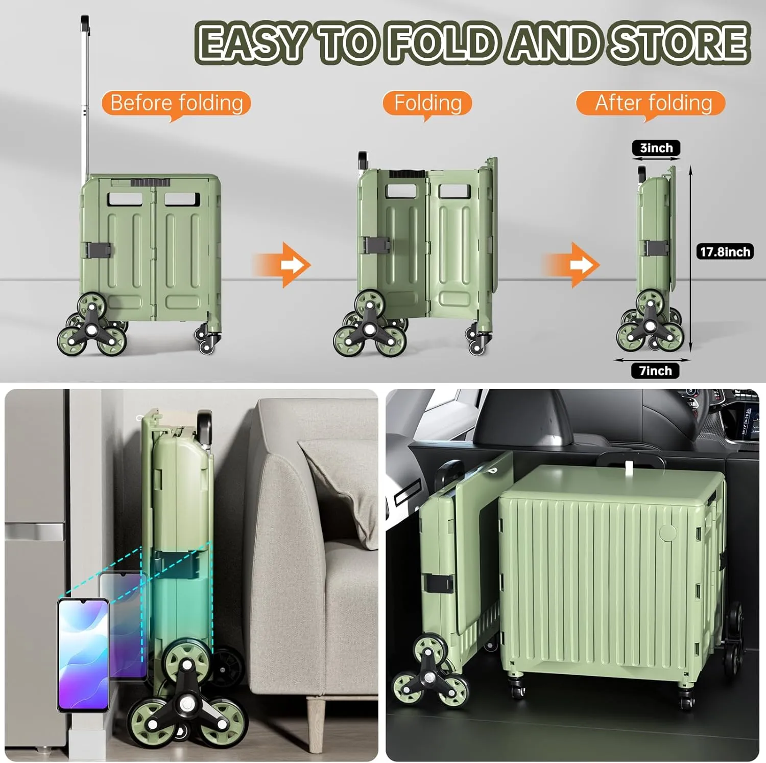 Utility Cart Foldable 65L Capacity: Heavy-Duty Teacher Organization for Classroom & Supplies