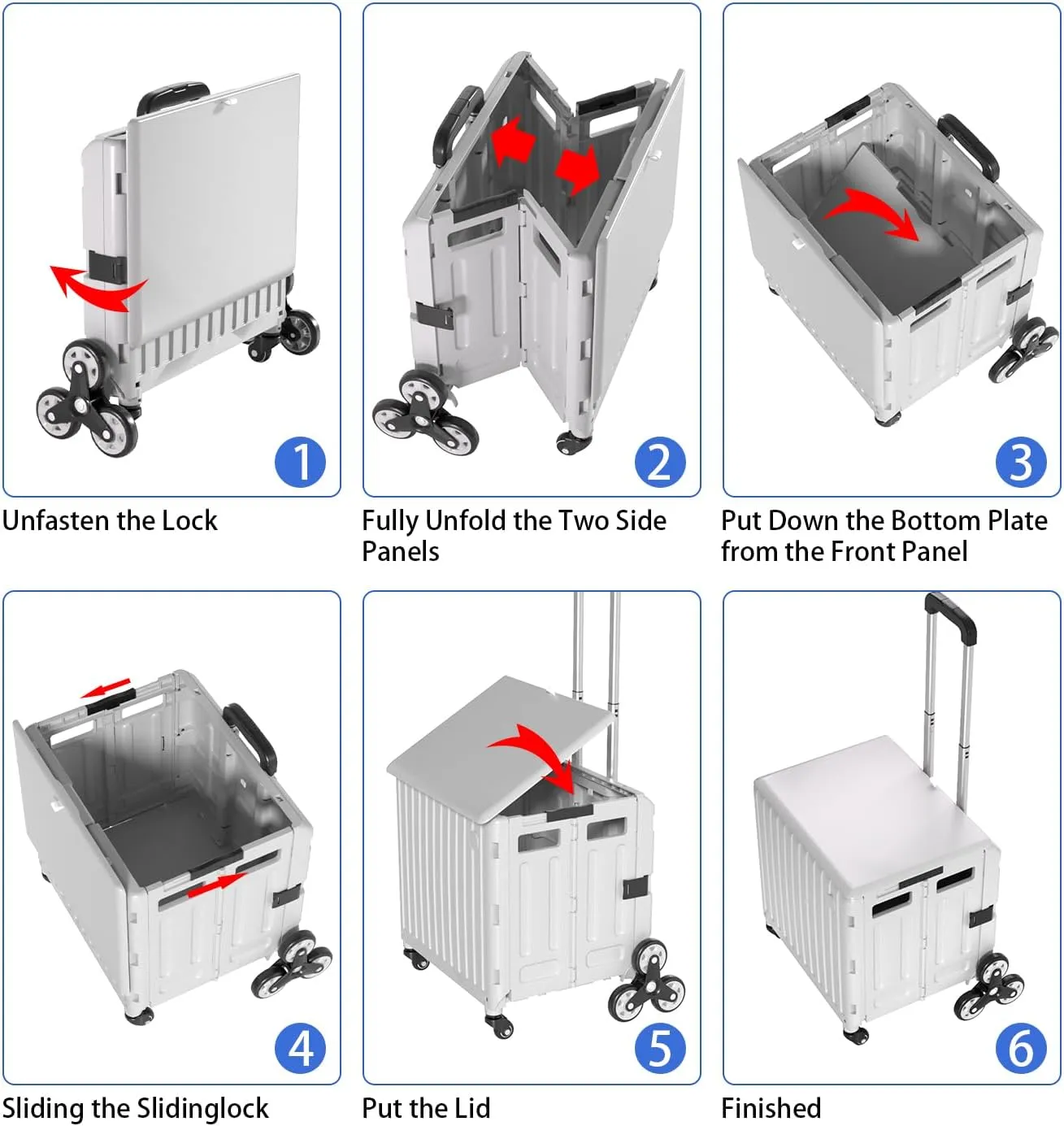 Utility Cart Foldable 65L Capacity: Heavy-Duty Teacher Organization for Classroom & Supplies