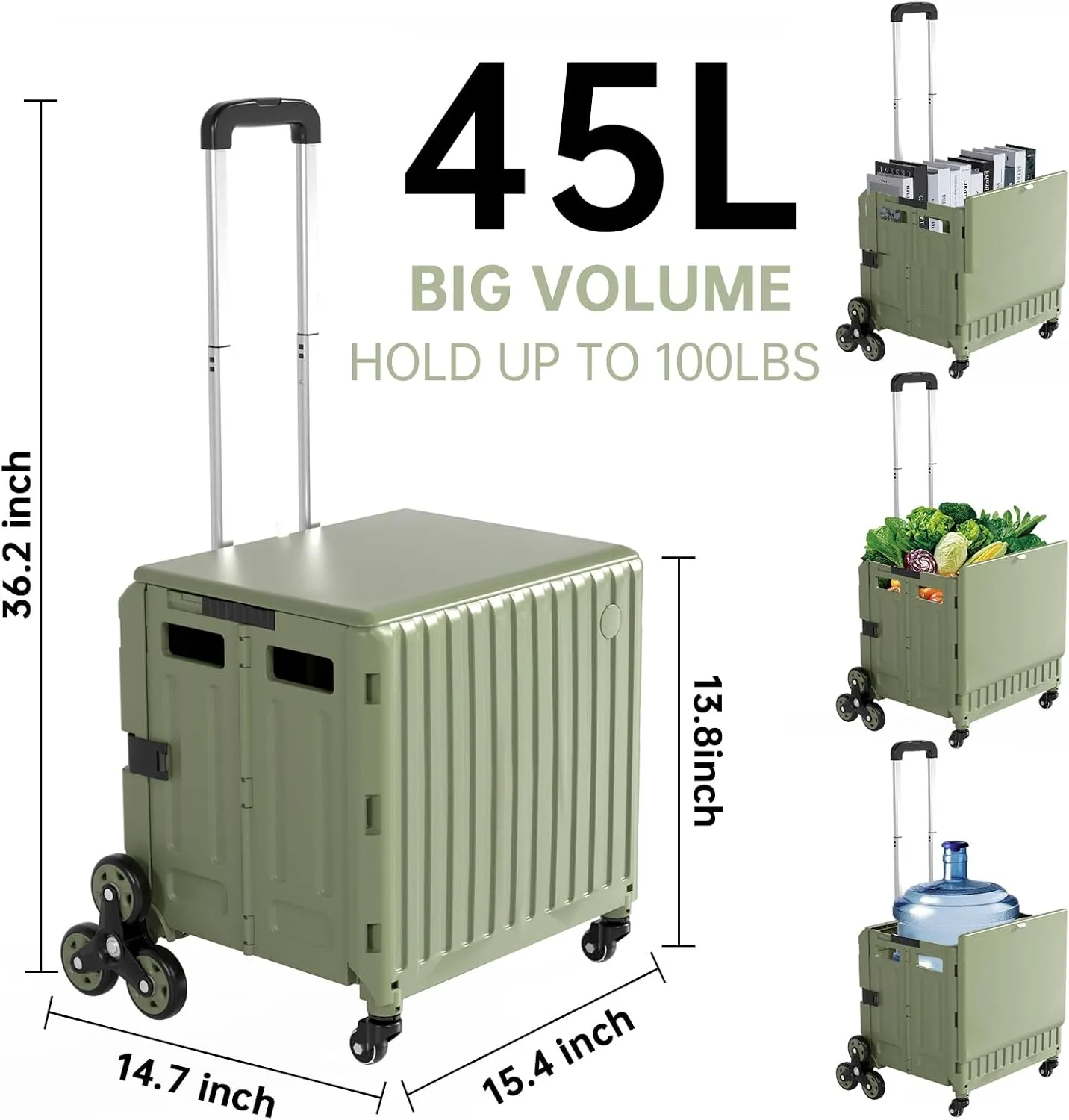 Utility Cart Foldable 65L Capacity: Heavy-Duty Teacher Organization for Classroom & Supplies