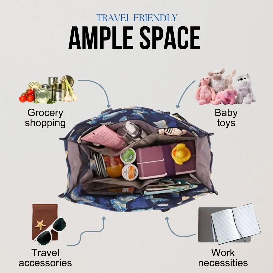 Utility Tote Bag with Zipper Top - Large Multipurpose Tote Organizer Bag