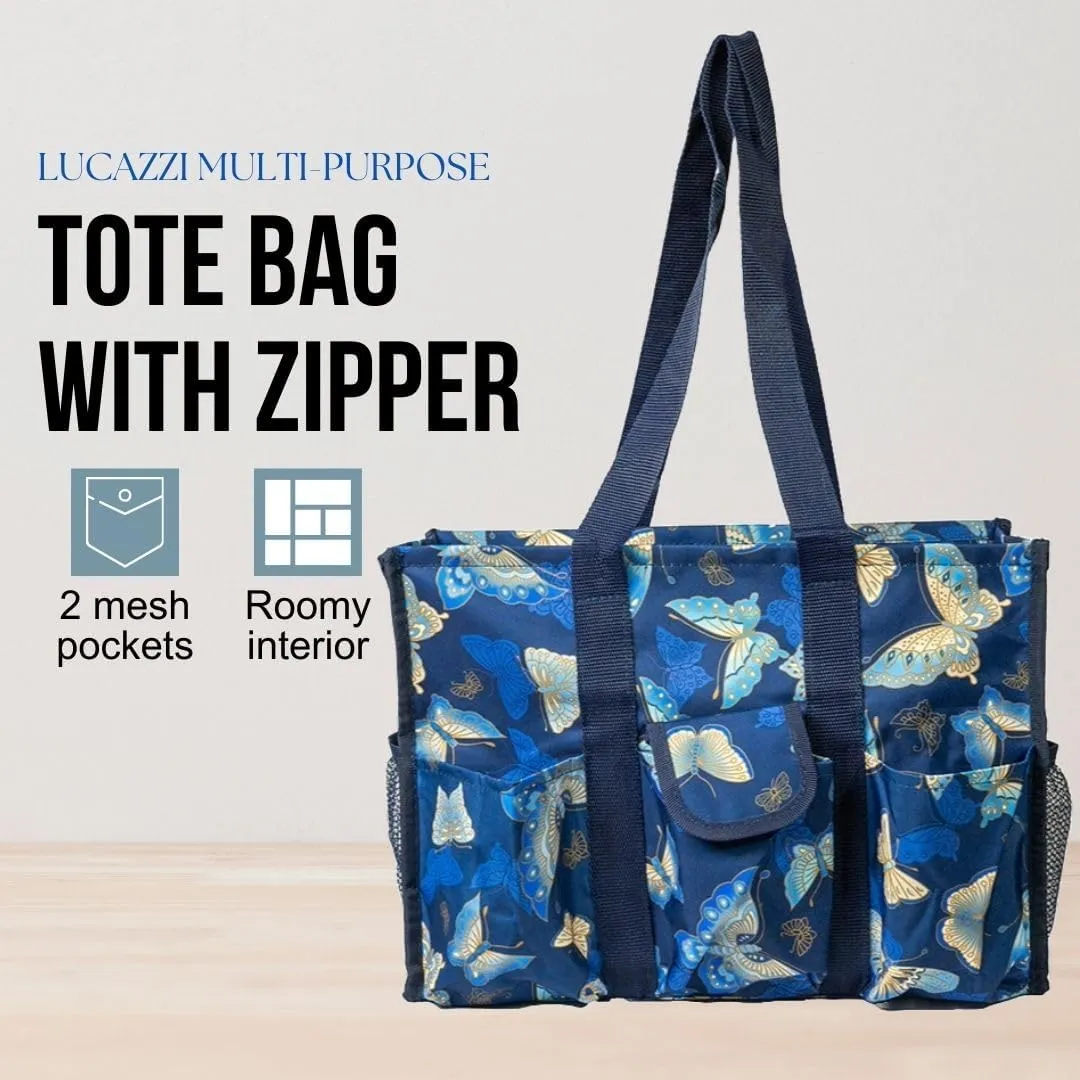Utility Tote Bag with Zipper Top - Large Multipurpose Tote Organizer Bag
