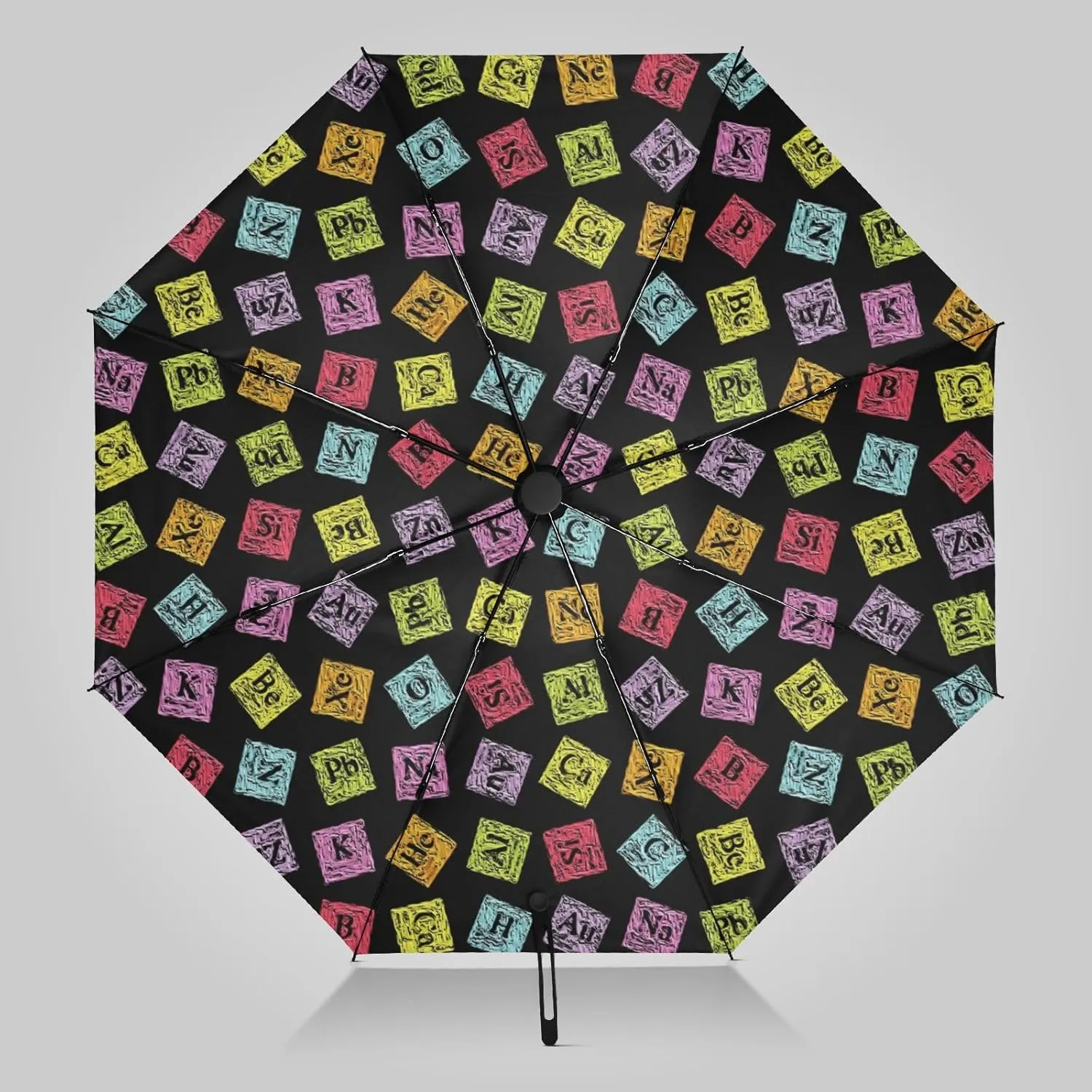 UV Blocking Automatic Open Umbrella Chemistry-turvy-periodic-funny Portable Travel Folding Umbrellas with Cover Bag