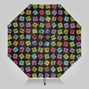 UV Blocking Automatic Open Umbrella Chemistry-turvy-periodic-funny Portable Travel Folding Umbrellas with Cover Bag