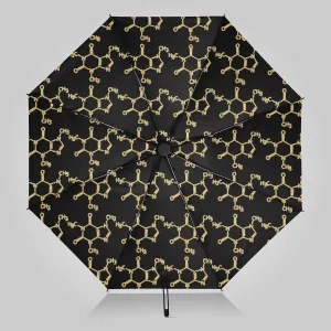 UV Blocking Automatic Open Umbrella Funny-caffeine-molecule-chemistry Portable Travel Folding Umbrellas with Cover Bag
