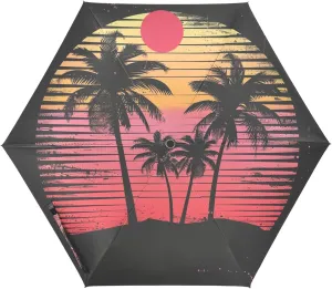 UV50  duty umbrella for travel and golf portable and lightweight umbrellas for rain heavy auto open sombrillas de lluvia Palm Trees at Sunset