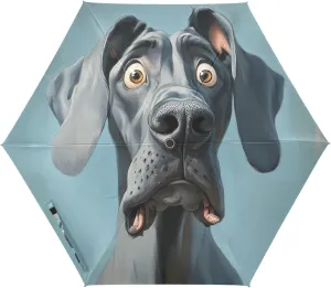 UV50  umbrella compact for travel and golf portable and lightweight umbrellas for rain adult auto open sombrillas de lluvia Cartoon Funny Great Dane Dogs Fear