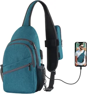 VADOO Sling Backpack with RFID Blocking and Phone Holder on Strap for Men Women Crossbody Chest Bag for Travel Hiking