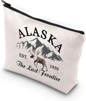 VAMSII Alaska Travel Makeup Bag Alaska Est 1959 the Last Frontier Alaska Family Trip Toiletry Bag（The Last Frontier）