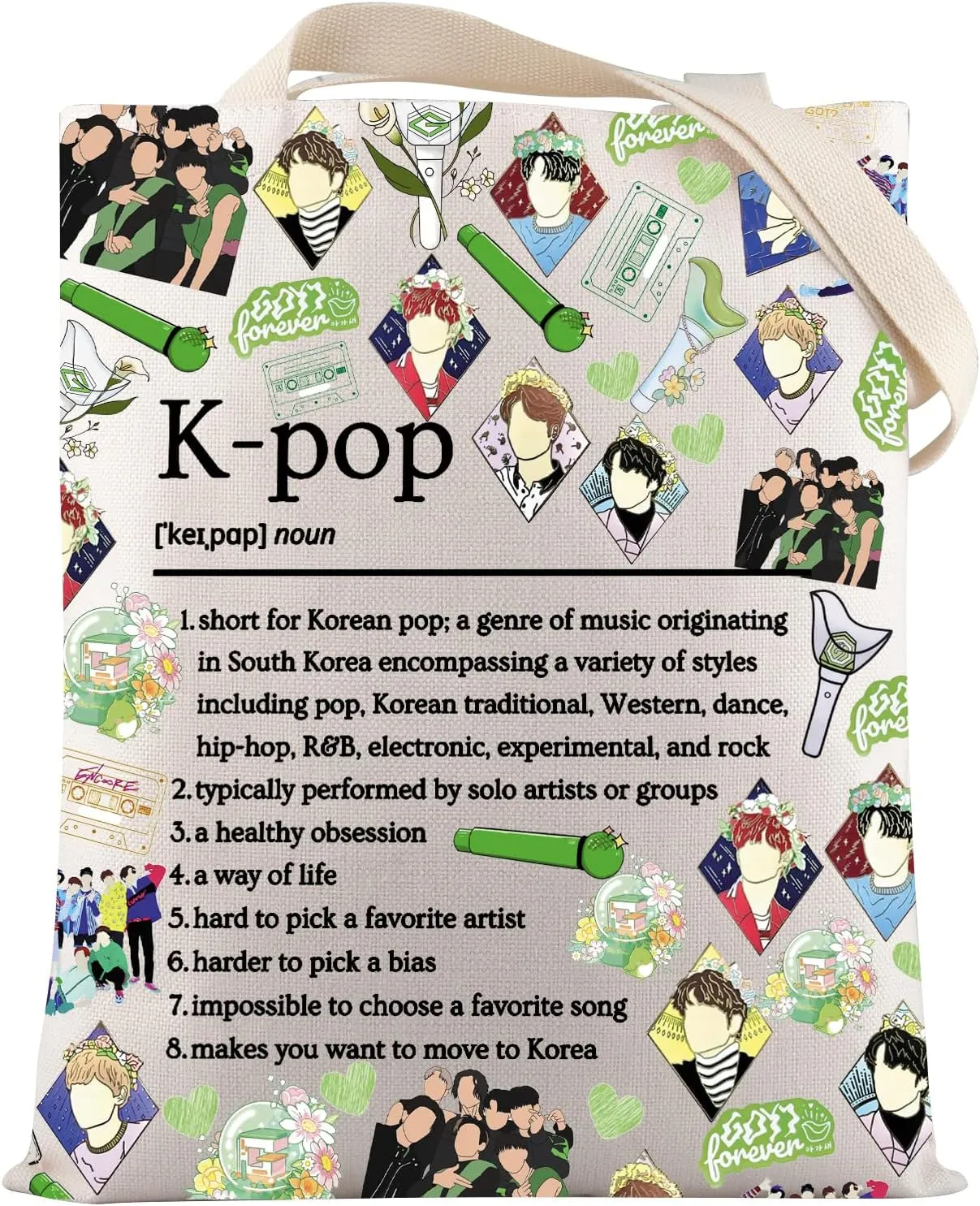 VAMSII Seven K-pop Merch K-POP Music Lover Tote Bag K-pop Merchandise Korean K-POP Fans Gifts Music Lover Gift