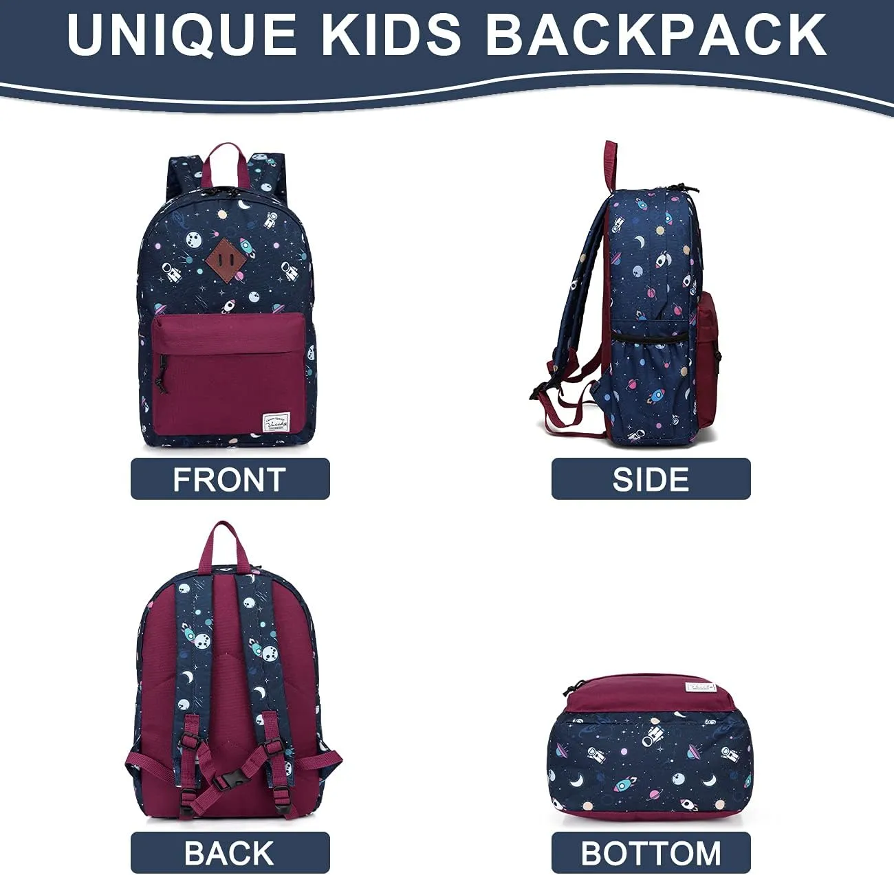 VASCHY Preschool Toddler Backpack, Little Kid Small Backpacks for Nursery School Children Boys and Girls with Chest Strap in Cute Astronaut
