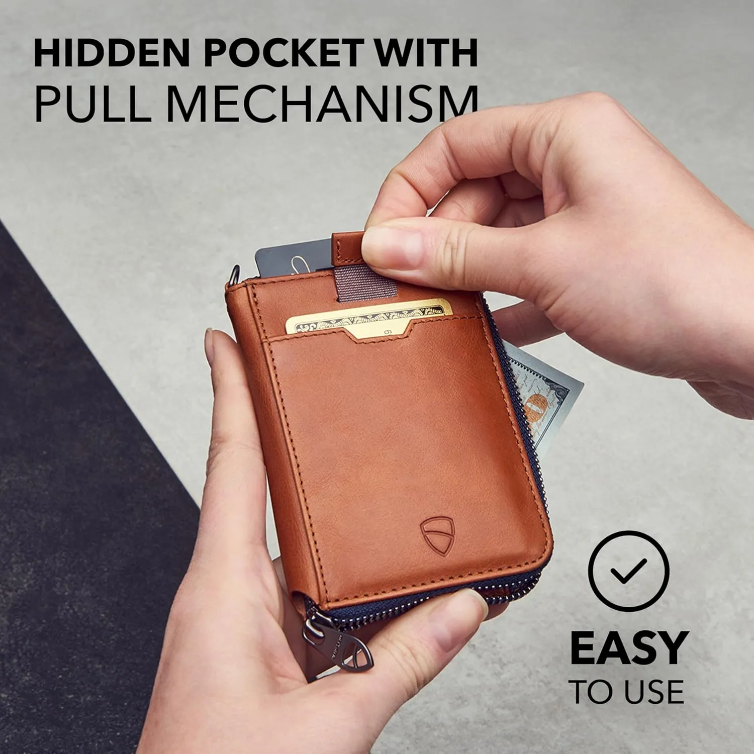 Vaultskin NOTTING HILL Minimalist Leather Zipper Wallet for Women and Men: Slim Multi Cardholder with RFID Blocking and Keychain Ring