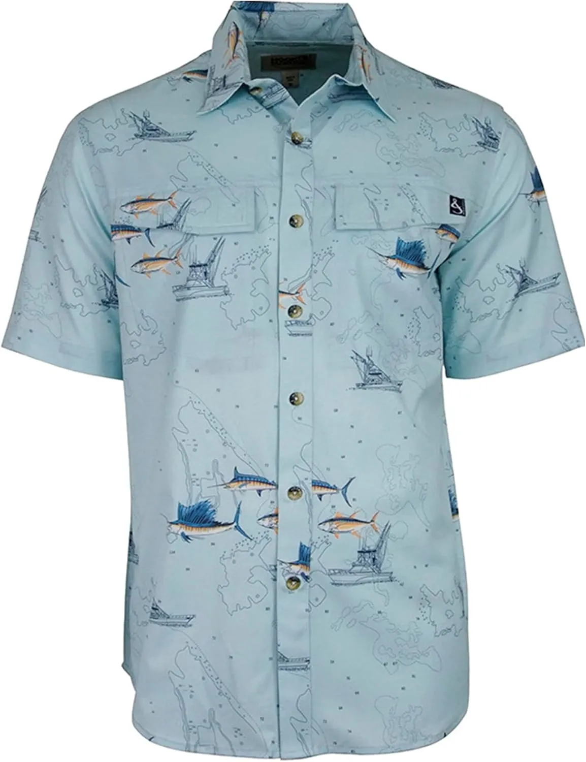 Vented Fishing Shirt with UV Protection - Marine Charts