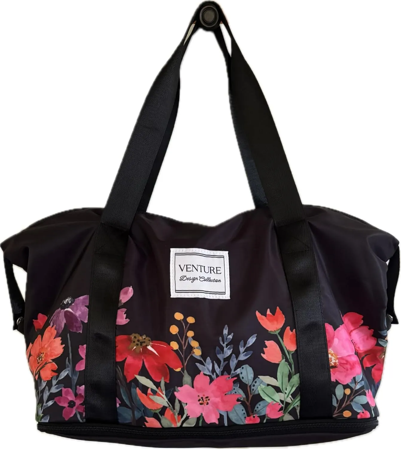 VENTURE Design Collection Zippered Travel Tote Bag: Water Resistant with Expandable Bottom
