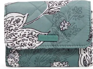 Vera Bradley Women's Performance Twill Riley Compact Wallet With RFID Protection, Tiger Lily Blue Oar, One Size