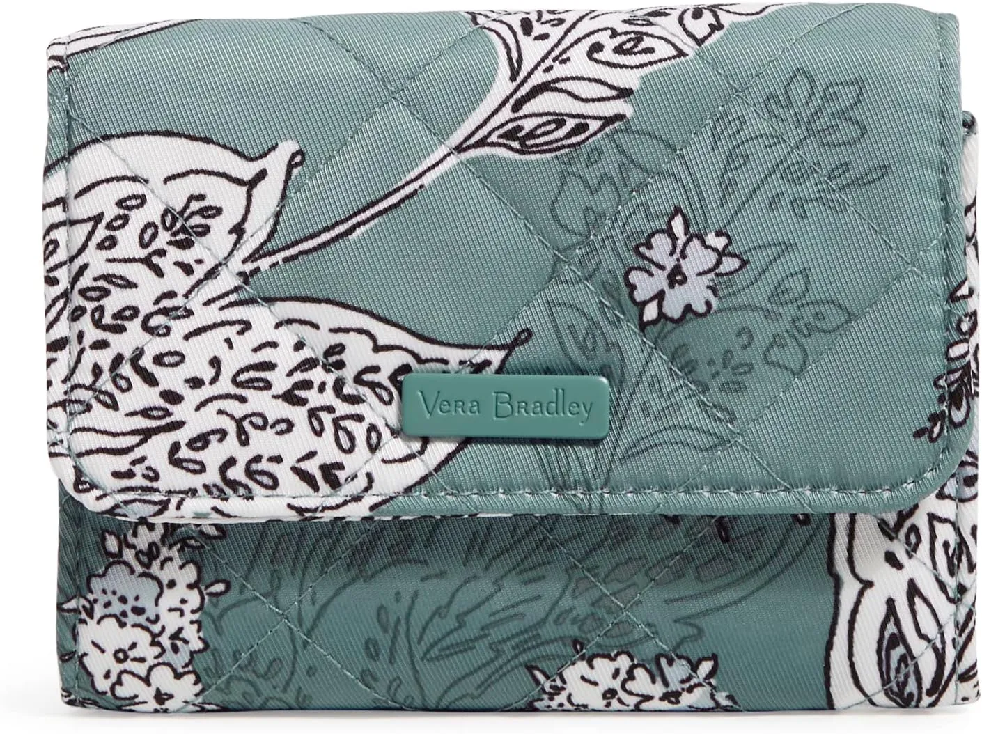 Vera Bradley Women's Performance Twill Riley Compact Wallet With RFID Protection, Tiger Lily Blue Oar, One Size
