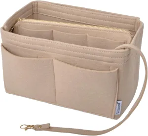 Vercord Felt Organizer Insert for Purse Handbag Tote Bag in Bag Inside Shaper Divider Neo Beige Large