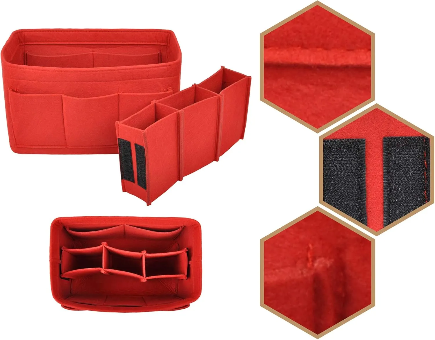 Vercord Felt Purse Organizer Handbag Insert Liner Shaper Bag in Bags for Speedy Neverfull Tote Red Medium