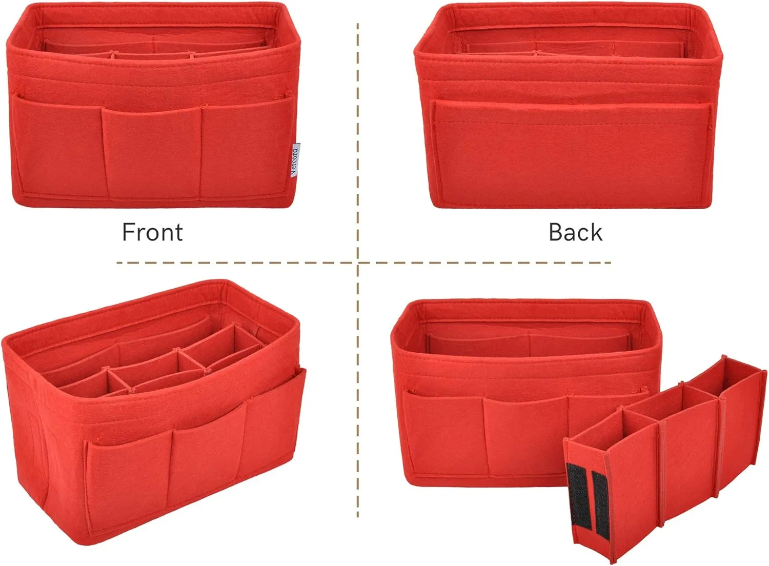 Vercord Felt Purse Organizer Handbag Insert Liner Shaper Bag in Bags for Speedy Neverfull Tote Red Medium