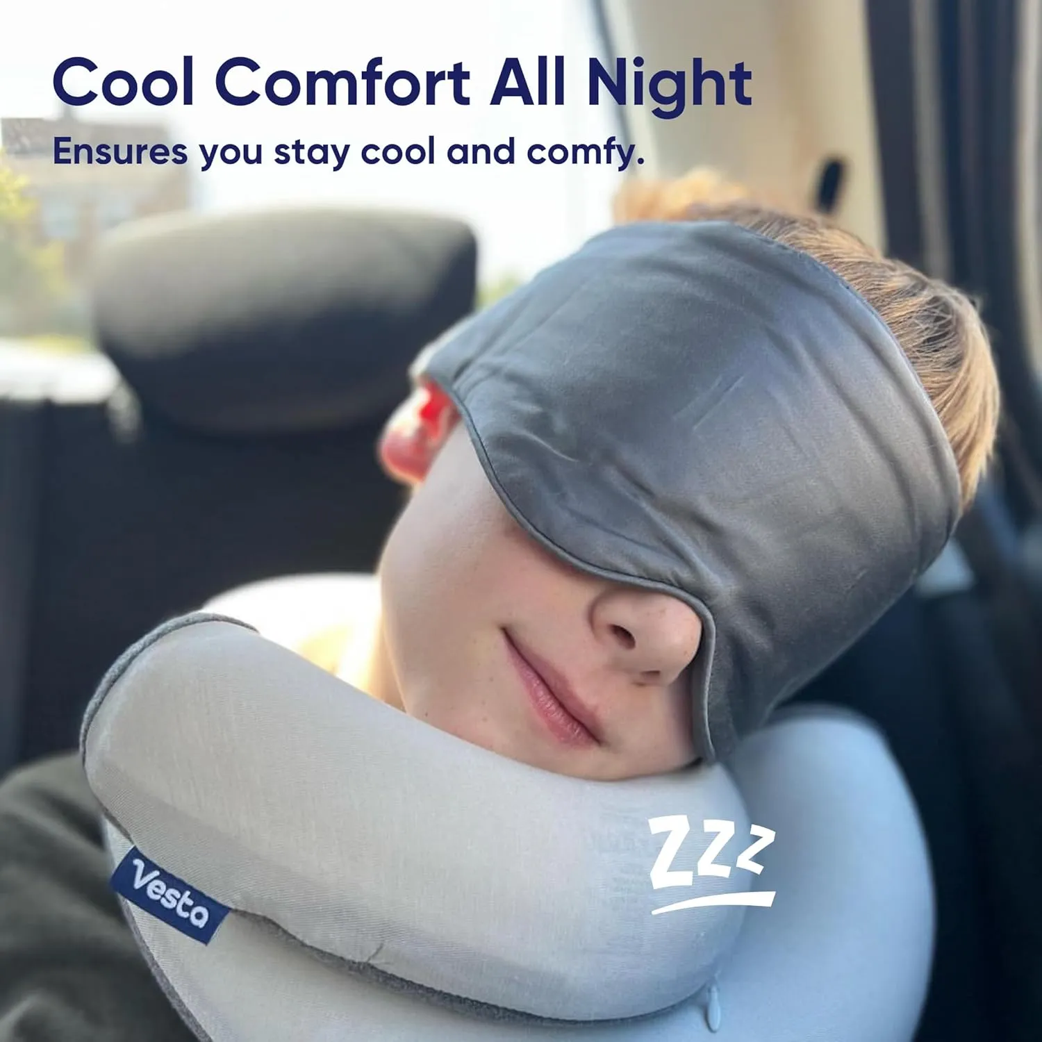 Vesta 100% Bamboo Viscose Sleep Mask, Silky Soft, Adjustable, Full-Size for Total Blackout, Perfect for Sleep, Travel & Nap, Includes Travel Bag and Gift Box (Stardust Grey)
