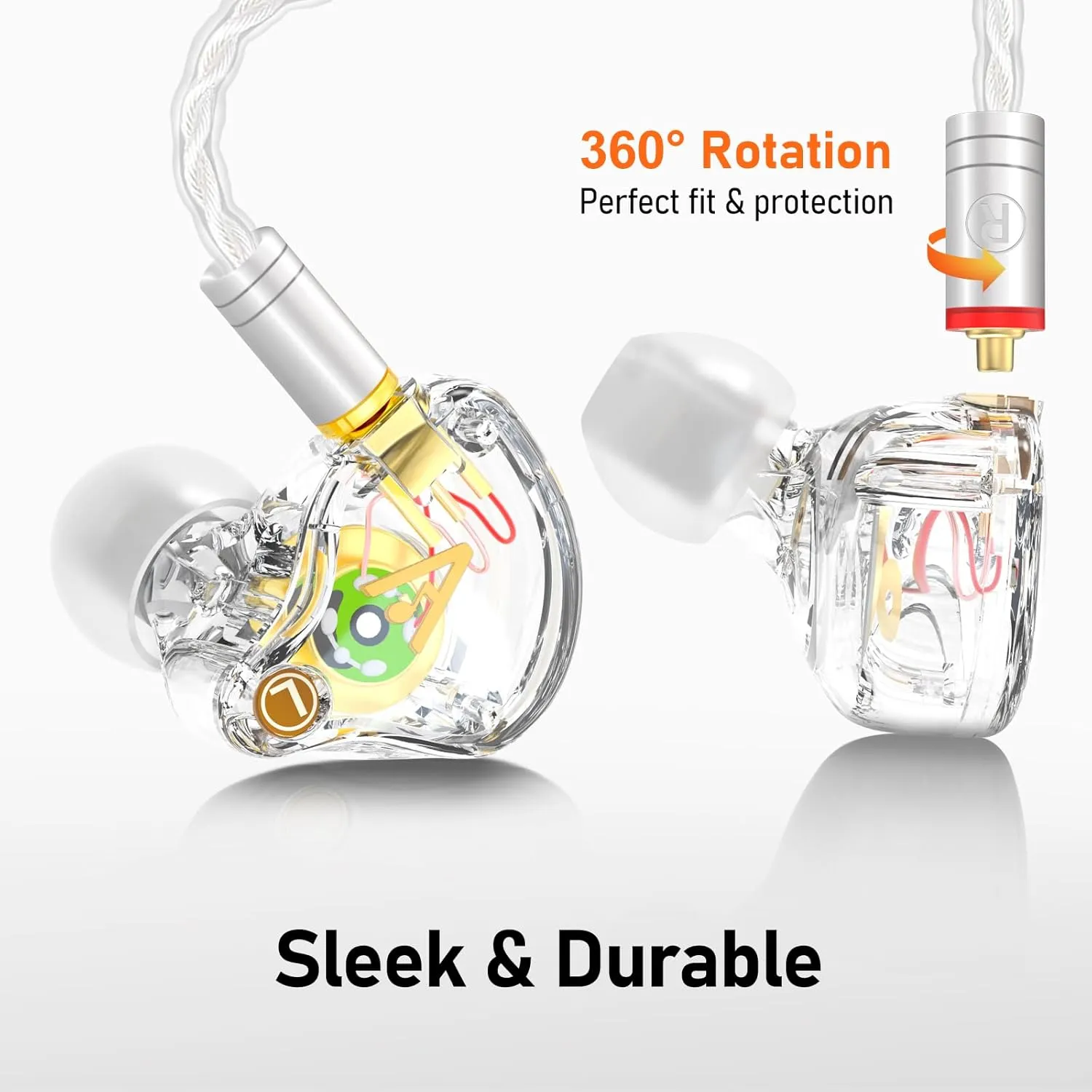 Vibes 202 Wired Earbuds - HiFi in Ear Monitor Headphones – Professional Noise-Isolating Ear Buds - Clear Sound, Deep Bass & Comfort-Fit IEM Earphones - MMCX to 3.5mm, Silver Plated Cord, Carrying Case