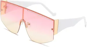 Vintage Oversized One Piece Sunglasses Women Men Fashion Rimless Sun Glasses Outdoors Travel Shades Uv400