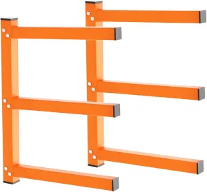 Wall Mount Wood Organizer, Lumber Storage Rack, Heavy Duty Metal Shelf with 3-Level for Workshop or Garage, Indoor Or Outdoor Use-2 Hook