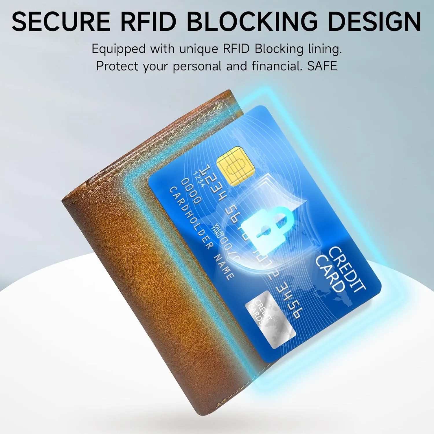 Wallet for Men Trifold RFID Blocking Credit Card Holder, Leather Compact Large Capacity Minimalist Mens Wallet Money Clip with ID Window 10 Credit Card Slots