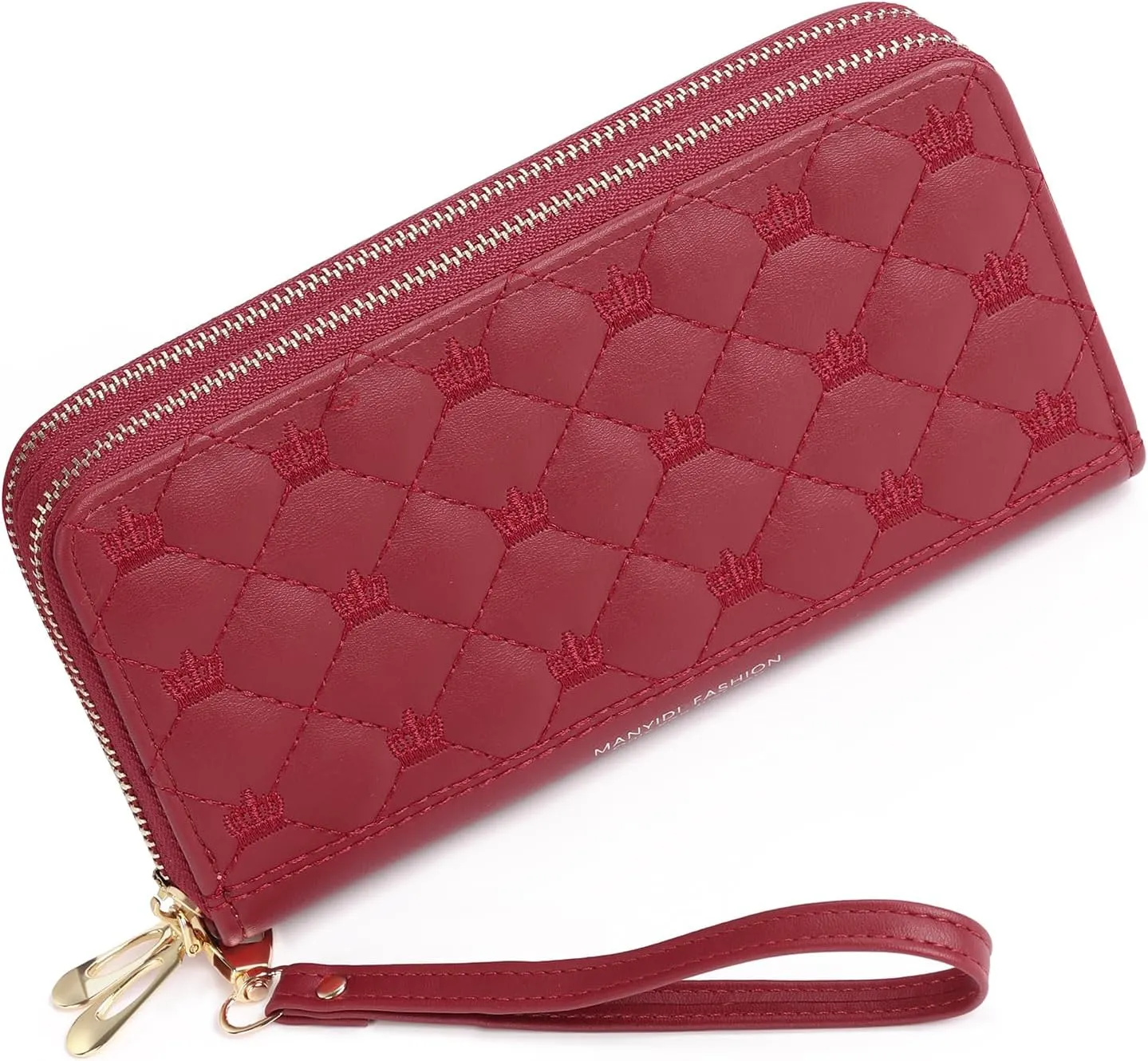 Wallet for Women RFID Blocking Leather Credit Card Holder with Double Zipper Large Capacity Phone Wristlet Purse