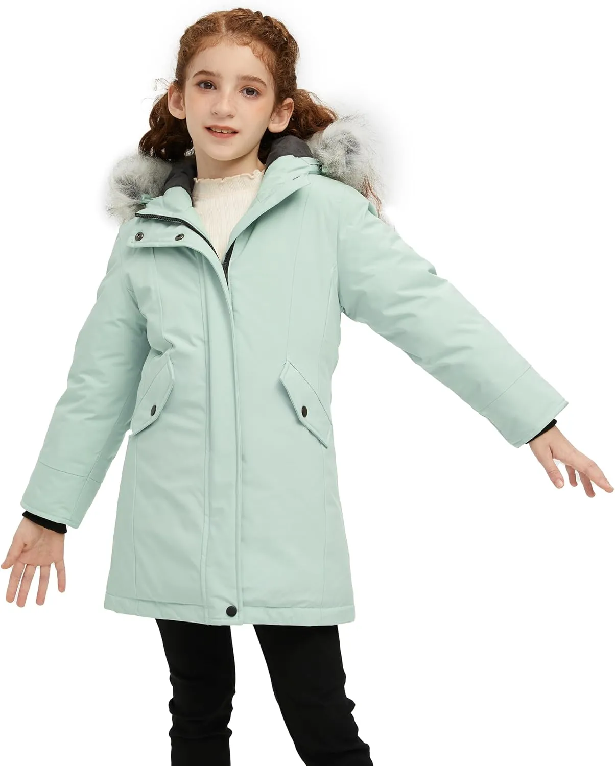 Wantdo Girl's Winter Coat Warm Windproof Insulated Hiking Warm Long Sleeve Puffer Outdoor Running Fall Jacket with Hood