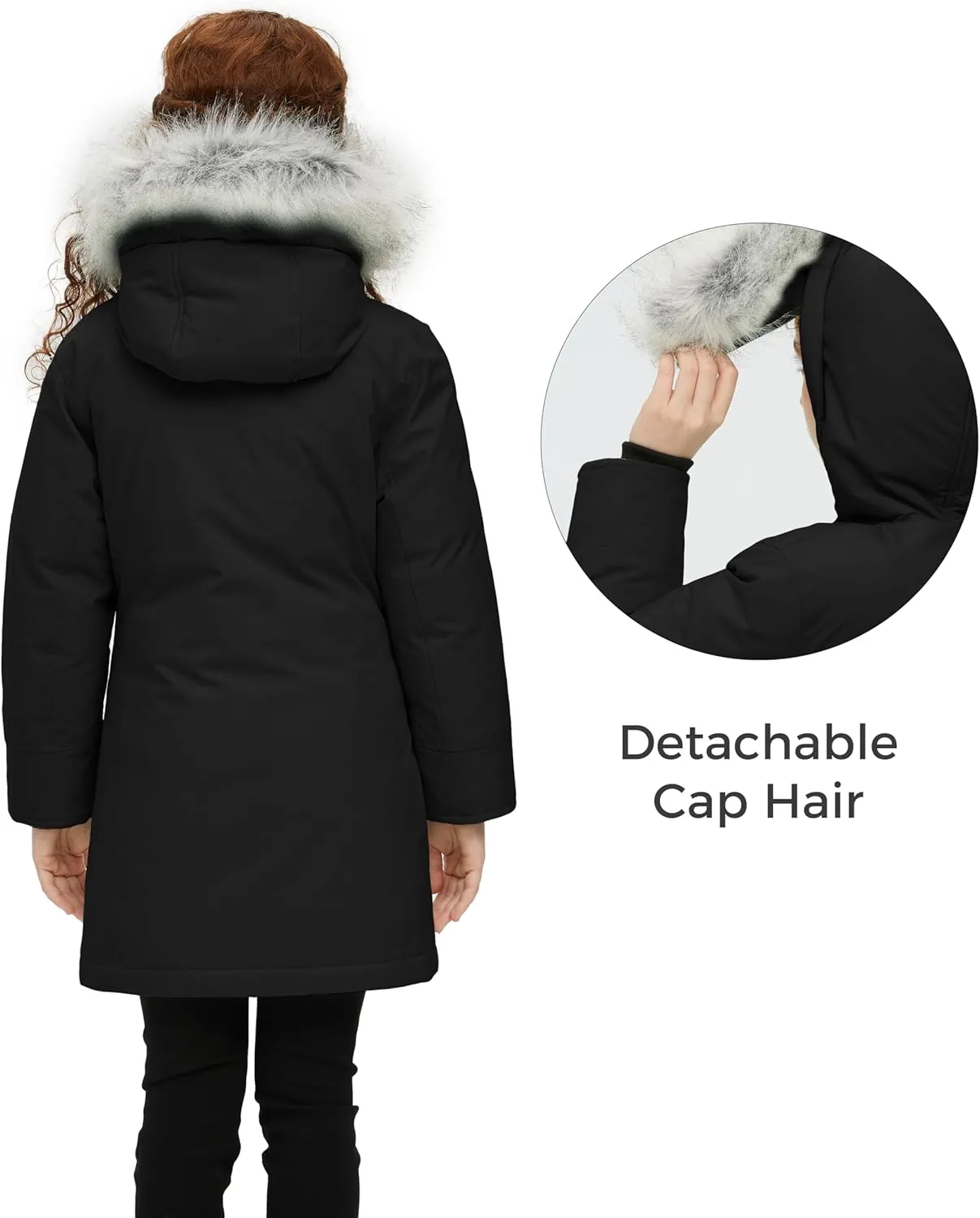Wantdo Girl's Winter Coat Warm Windproof Insulated Hiking Warm Long Sleeve Puffer Outdoor Running Fall Jacket with Hood