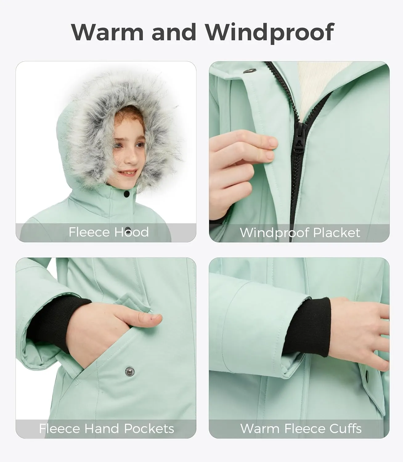 Wantdo Girl's Winter Coat Warm Windproof Insulated Hiking Warm Long Sleeve Puffer Outdoor Running Fall Jacket with Hood