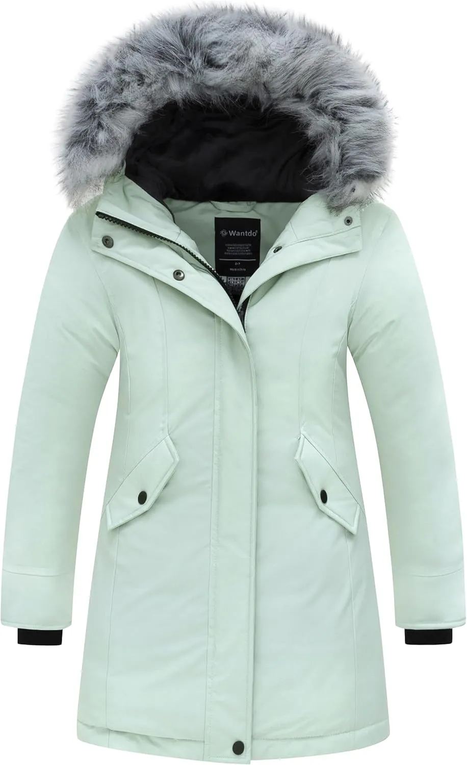 Wantdo Girl's Winter Coat Warm Windproof Insulated Hiking Warm Long Sleeve Puffer Outdoor Running Fall Jacket with Hood