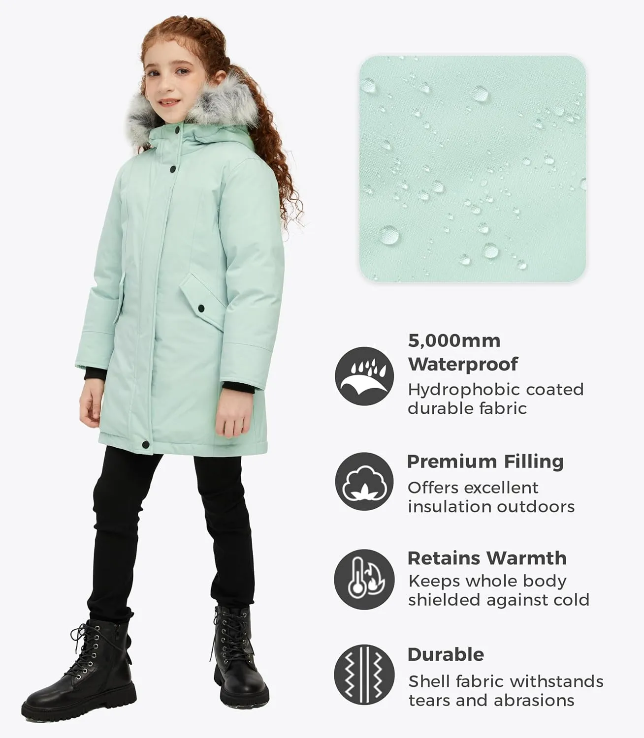 Wantdo Girl's Winter Coat Warm Windproof Insulated Hiking Warm Long Sleeve Puffer Outdoor Running Fall Jacket with Hood