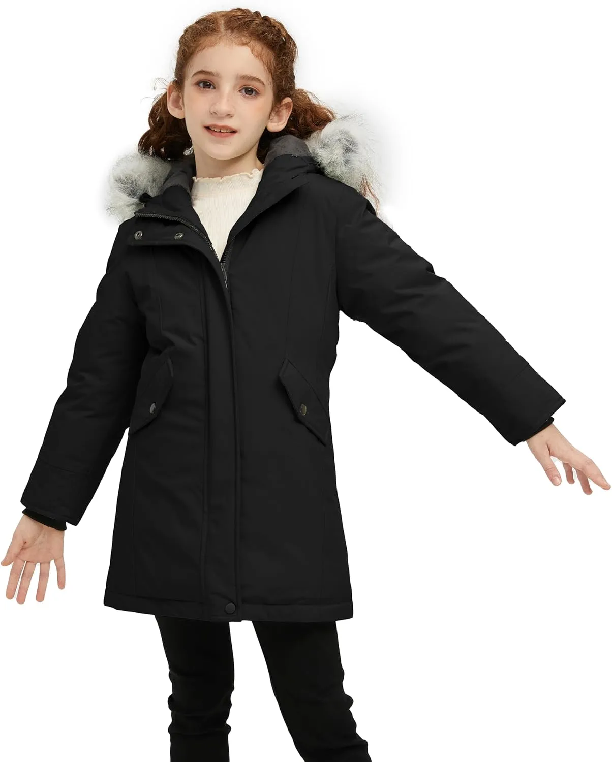 Wantdo Girl's Winter Coat Warm Windproof Insulated Hiking Warm Long Sleeve Puffer Outdoor Running Fall Jacket with Hood