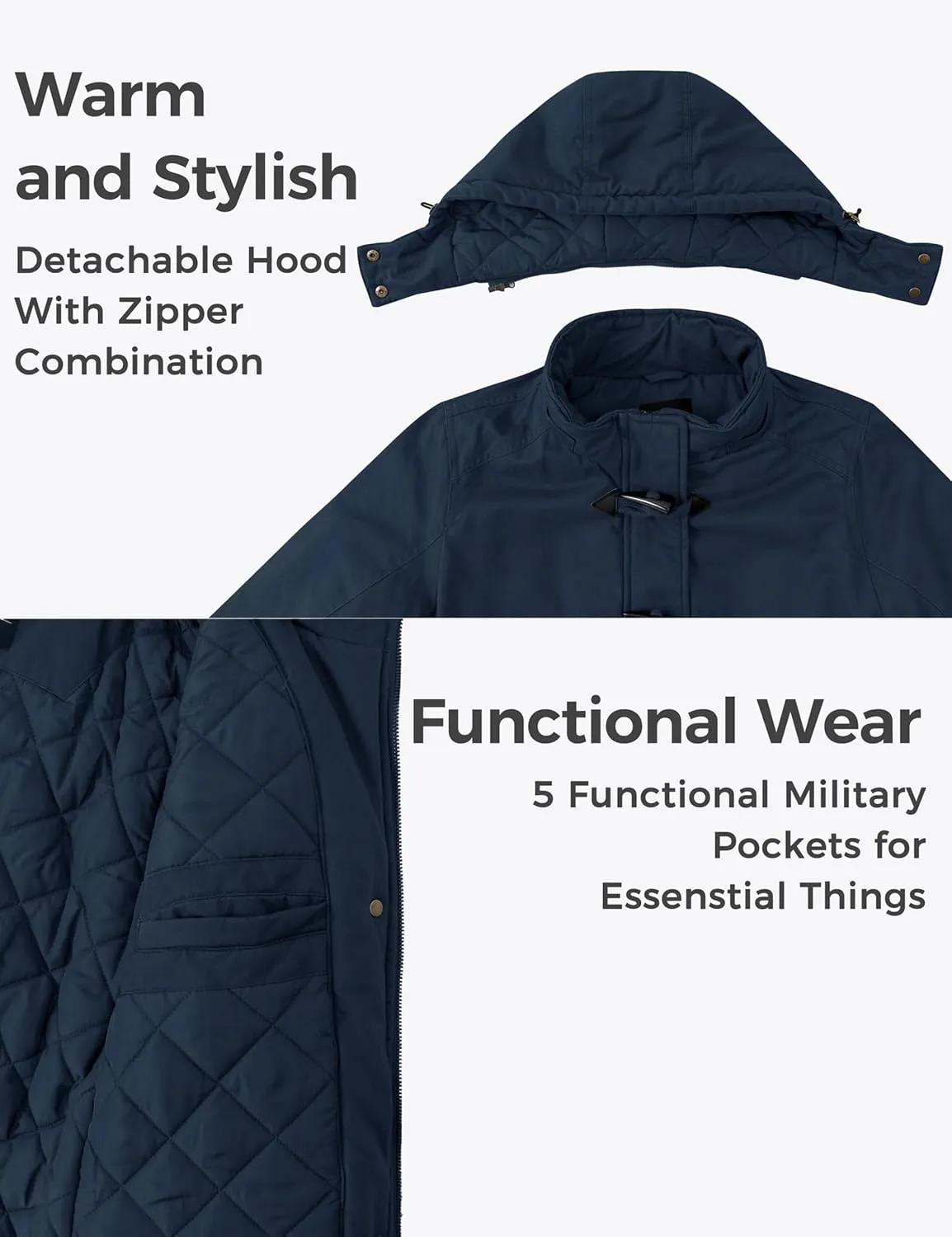 wantdo Women's Winter Thicken Jacket Cotton Coat with Removable Hood