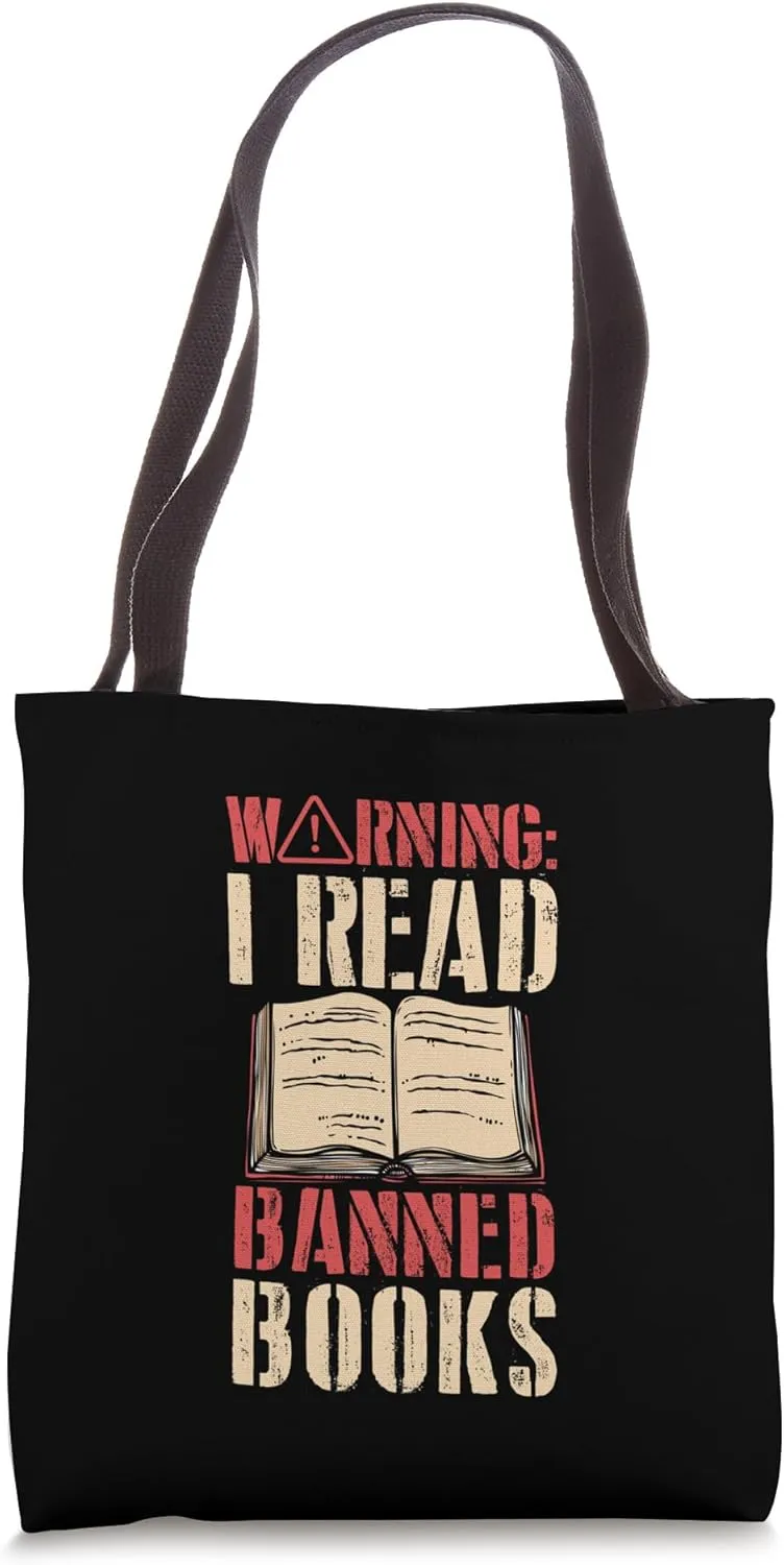 Warning I Read Banned Books School Reference Librarian Tote Bag
