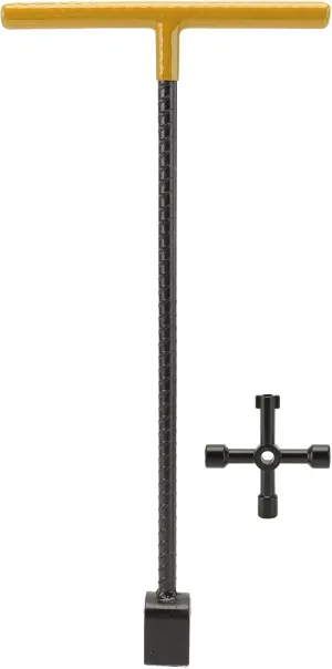 Water Meter Key Wrench, 16 Inch T Handle Tool with 4 Way Utility Key Heavy Duty Steel for Valve Faucet Cabinet, Comes with MultiFunctional Key for Electric Meter Box (Yellow)