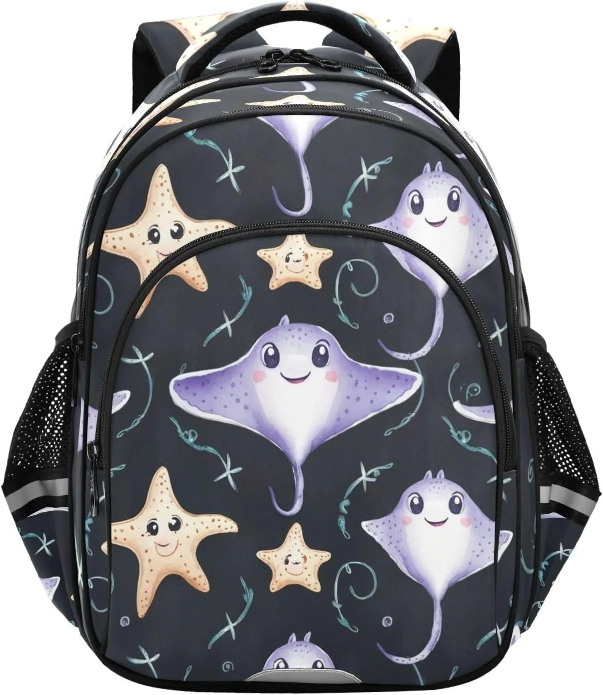 Watercolor Cute Stingray Fish Backpack for Kids Elementary School Bag Boys Girls Bookbag Travel Backpack Daypack