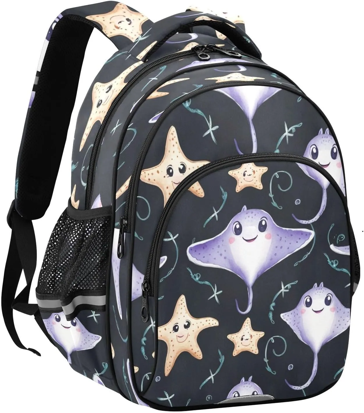 Watercolor Cute Stingray Fish Backpack for Kids Elementary School Bag Boys Girls Bookbag Travel Backpack Daypack