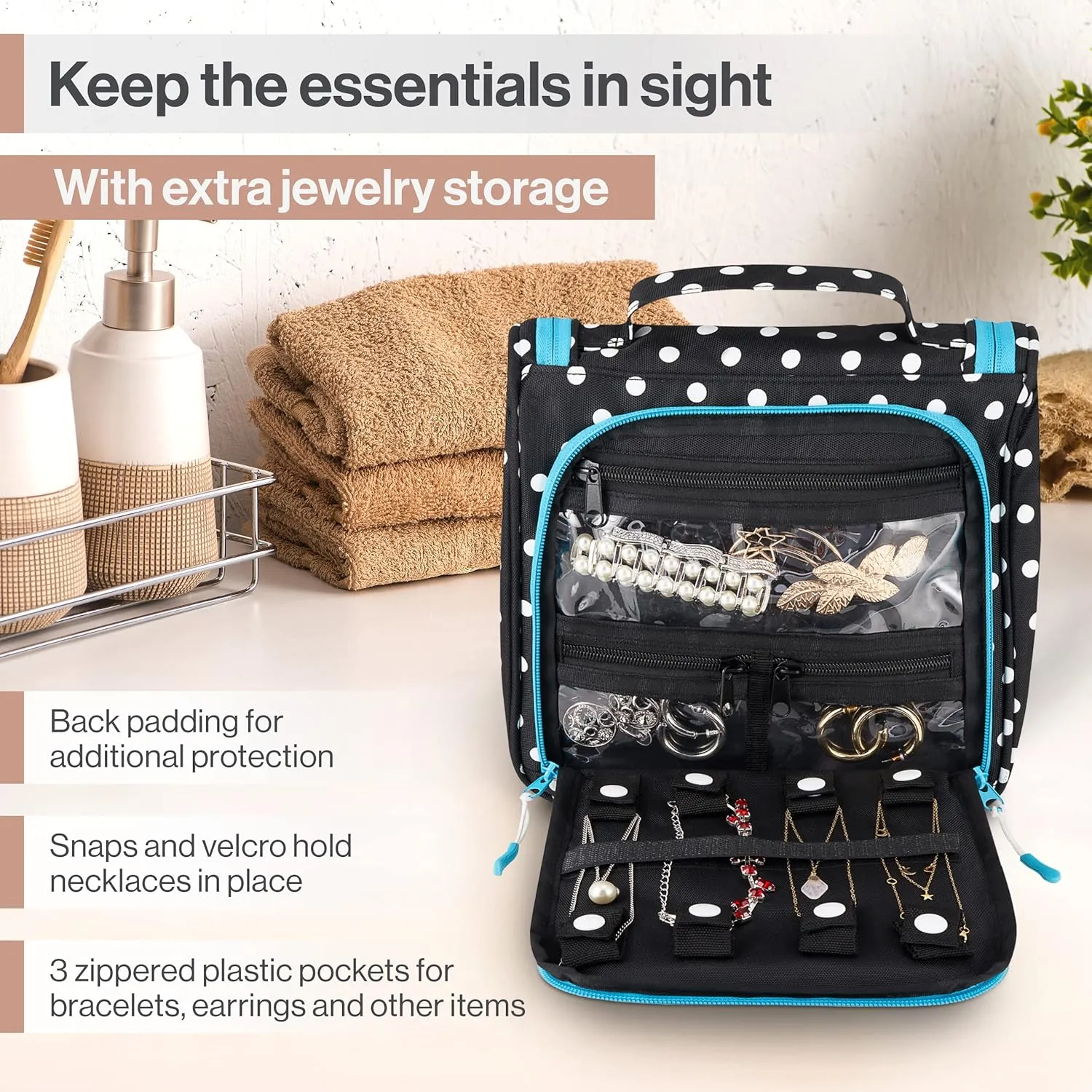 Wayfarer Supply Hanging Travel Toiletry Bag - Large Cosmetic Bag Organizer for Toiletries, Makeup and Shaving Supplies - Cruise and Travel Essentials for Women & Men