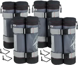 WB3GYBK4 Fillable Deluxe Set of 4, Holds up to 45 lbs. Each Weight Bags, Gray/Black