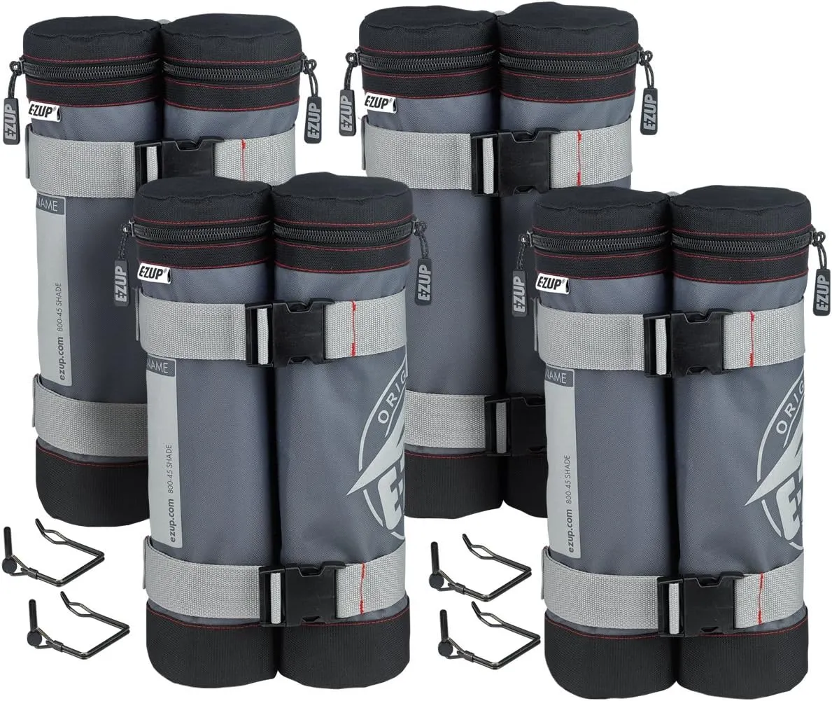 WB3GYBK4 Fillable Deluxe Set of 4, Holds up to 45 lbs. Each Weight Bags, Gray/Black
