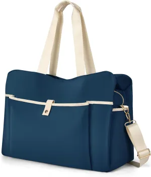 Wedama Large Tote Gym Bag for Women, Weekender Bags Travel Duffel Overnight Carry on Bag Women Labor Delivery with Wet Pocket for Travel Sport, Blue