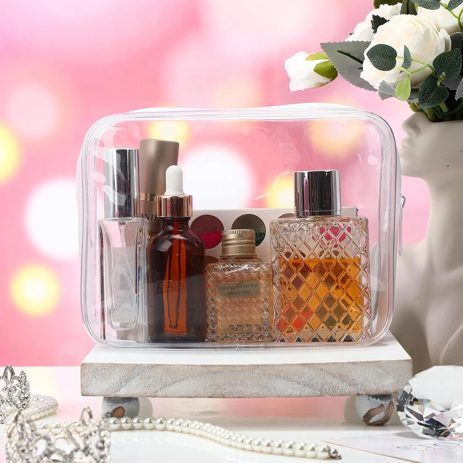 Weewooday 12 Pieces Clear Makeup Bags Cosmetic Storage Bags PVC Zipper Pouches Travel Waterproof Makeup Plastic Case for Women Organizing Toiletries Traveling Bathroom(Medium,Grey)