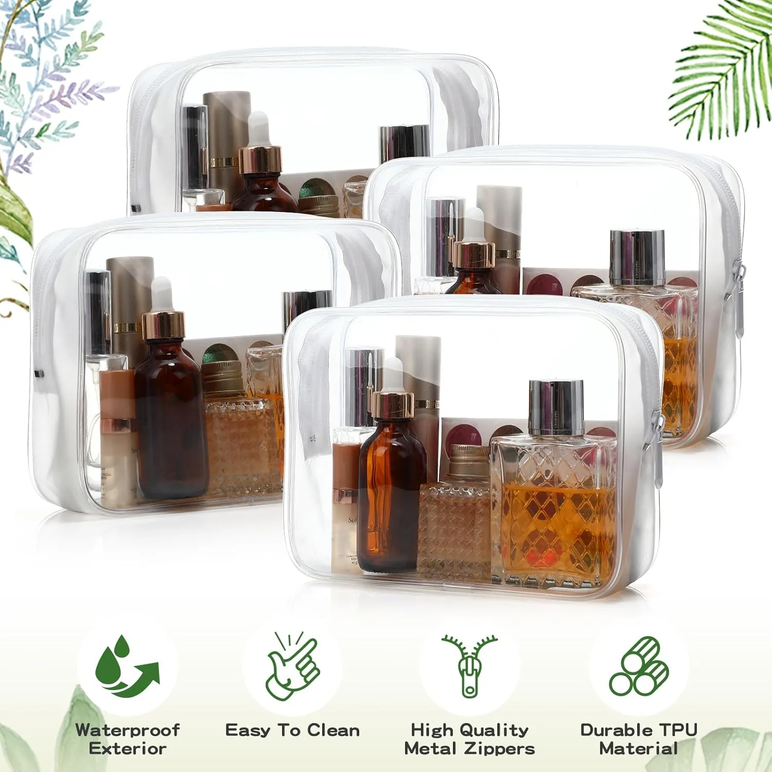 Weewooday 12 Pieces Clear Makeup Bags Cosmetic Storage Bags PVC Zipper Pouches Travel Waterproof Makeup Plastic Case for Women Organizing Toiletries Traveling Bathroom(Medium,Grey)