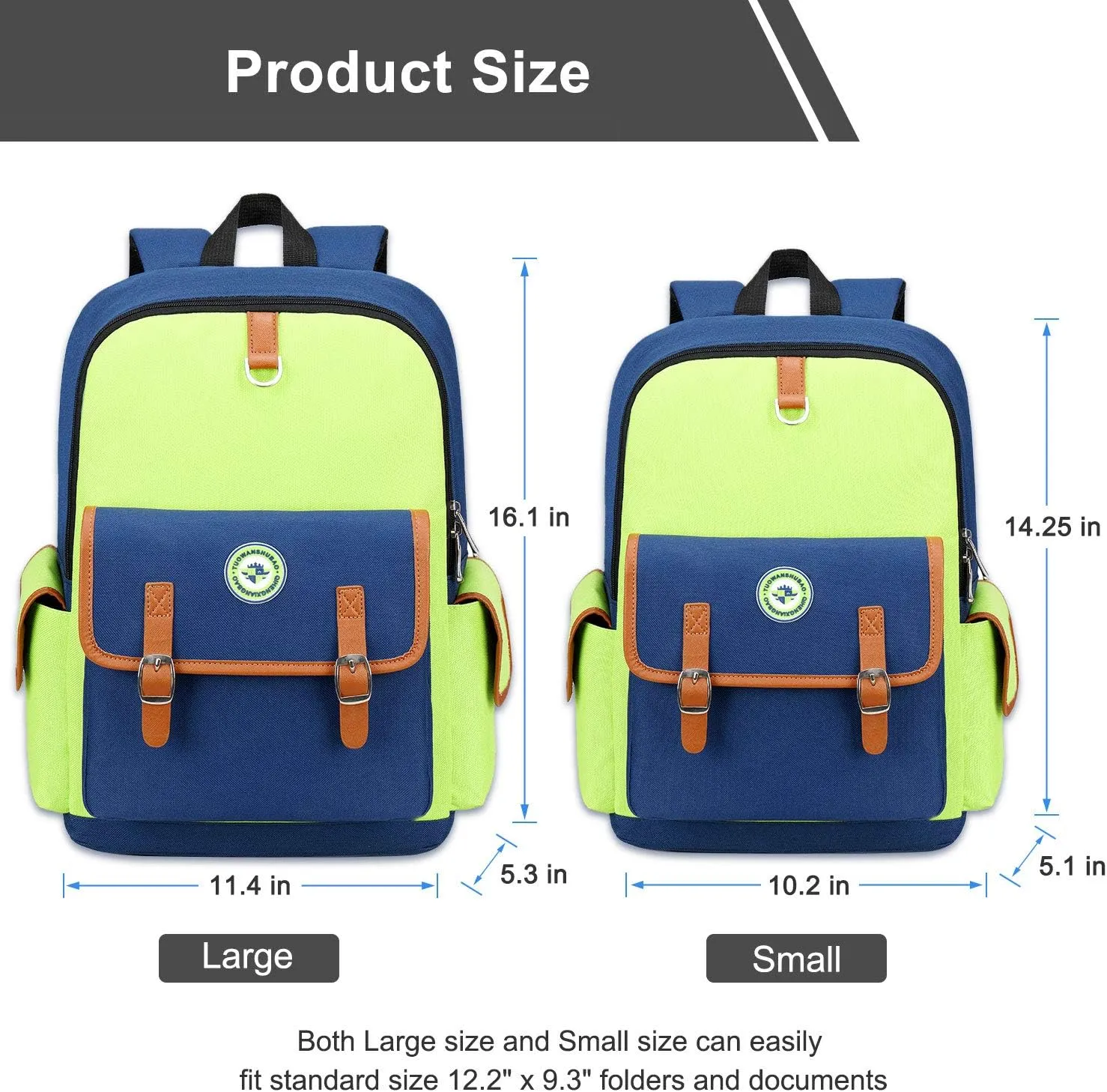 weiatas Kids Backpack Children Bookbag Preschool Kindergarten Elementary School Bag for Girls Boys (Green-blue, Large)