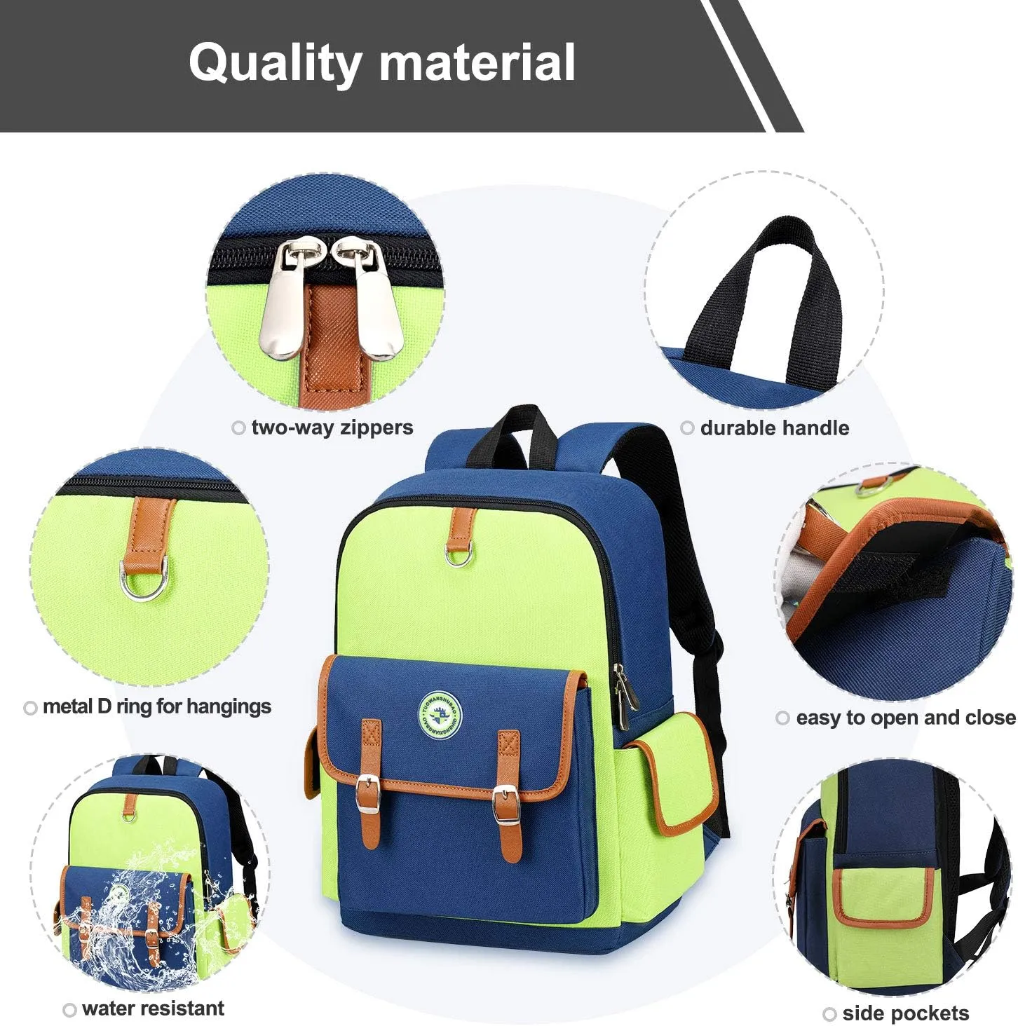 weiatas Kids Backpack Children Bookbag Preschool Kindergarten Elementary School Bag for Girls Boys (Green-blue, Large)