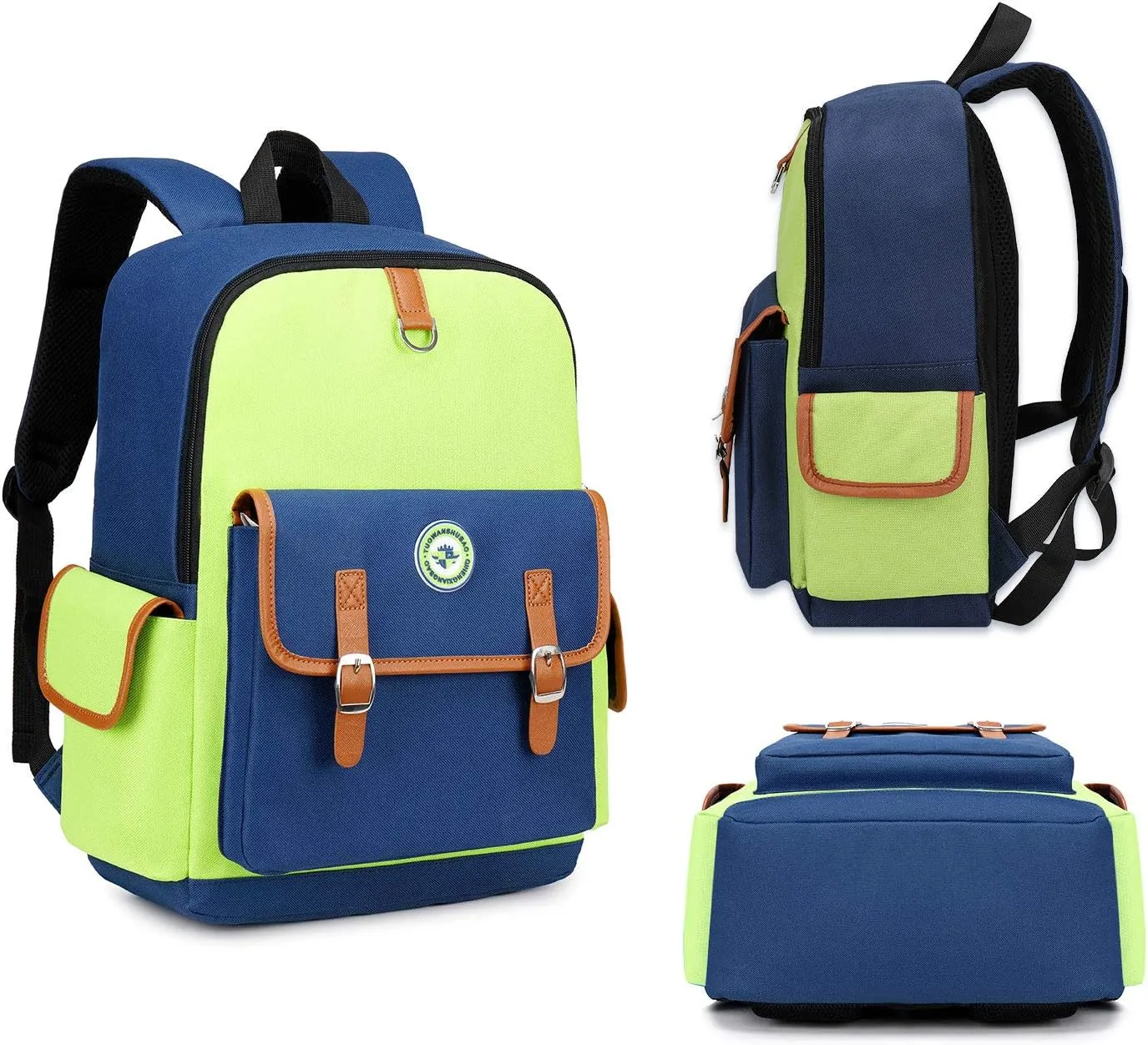 weiatas Kids Backpack Children Bookbag Preschool Kindergarten Elementary School Bag for Girls Boys (Green-blue, Large)