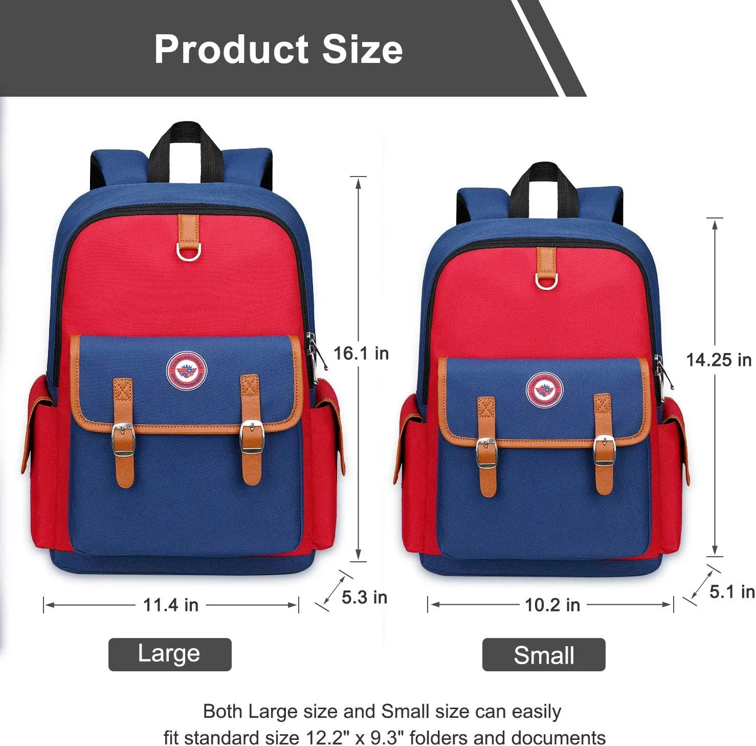 weiatas Kids Backpack Children Bookbag Preschool Kindergarten Elementary School Bag for Girls Boys (Red-blue, Large)