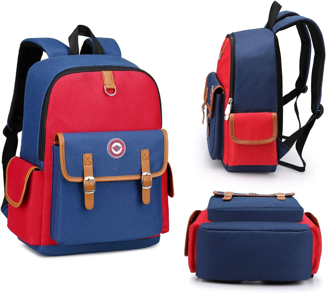 weiatas Kids Backpack Children Bookbag Preschool Kindergarten Elementary School Bag for Girls Boys (Red-blue, Large)